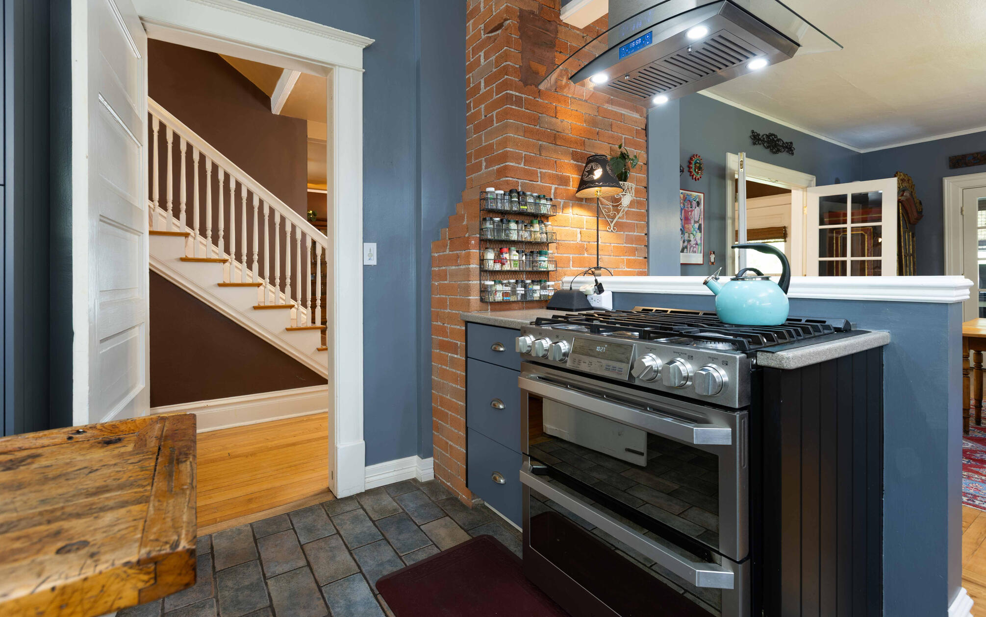 Cozy kitchen in a beautiful home in the North End neighborhood. Interior Real Estate photography in Colorado Springs.